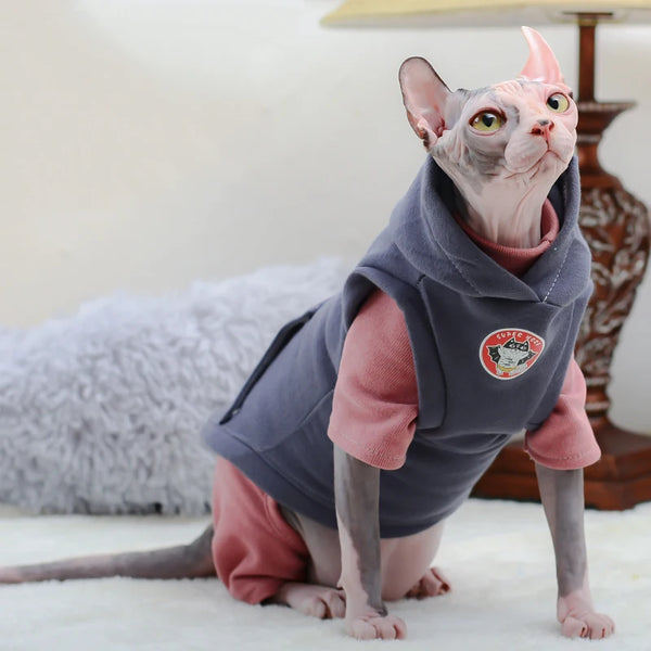 Premium Winter Fleece Hoodie for Cats - Warm Cotton Sweatshirt Vest