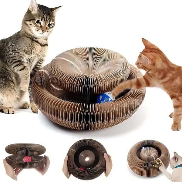Round Corrugated Cat Scratching Board with Ball Toy