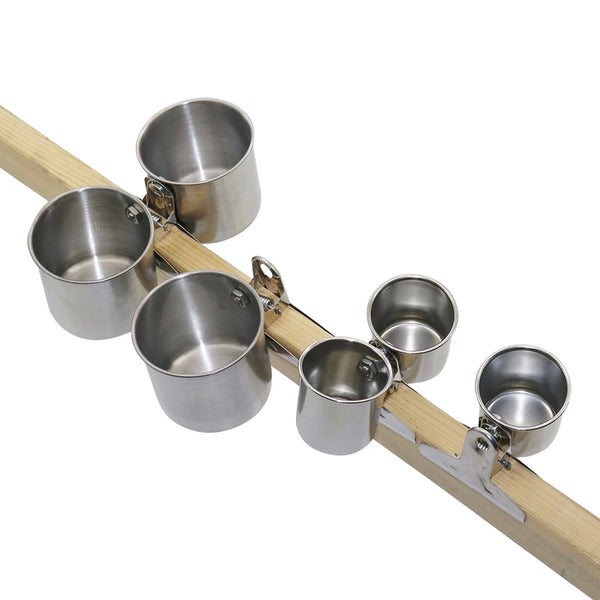 Stainless Steel Bird Feeder with Clip - Single & Double Cup Options