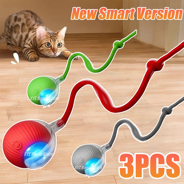 Interactive Cat Ball Toy - Automatic Rolling with Faux Tail