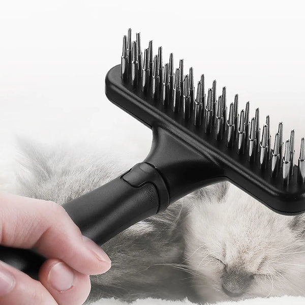 Professional Pet Grooming Rake - Stainless Steel Undercoat Brush for Dogs & Cats