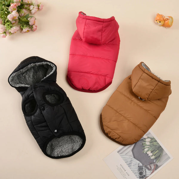 Waterproof Hooded Pet Jacket - Warm Fleece Coat for Small to Medium Dogs & Cats