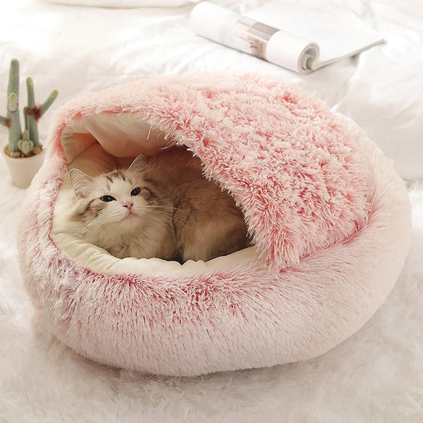Premium Round Plush Pet Bed with Removable Cover