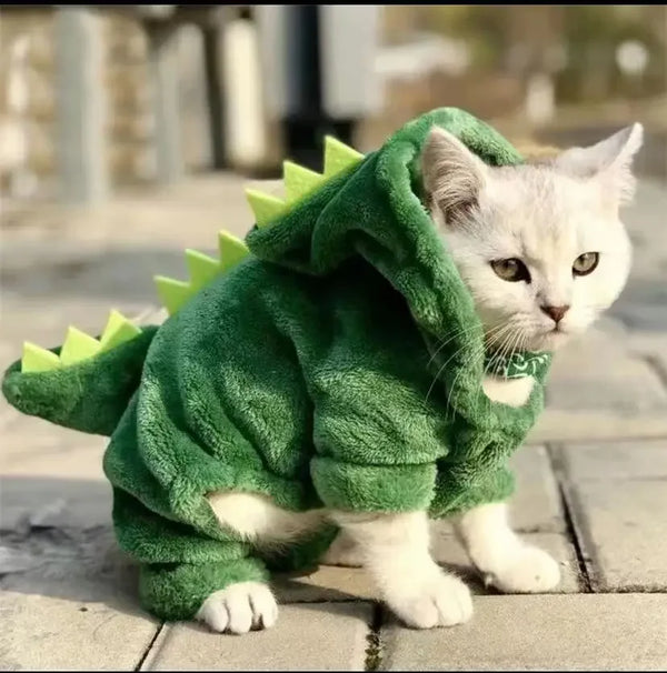 Dinosaur Pet Costume - Warm Fleece Hoodie for Cats & Small Dogs