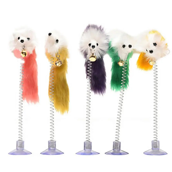 Interactive Cat Feather Toy with Suction Cup & Bell