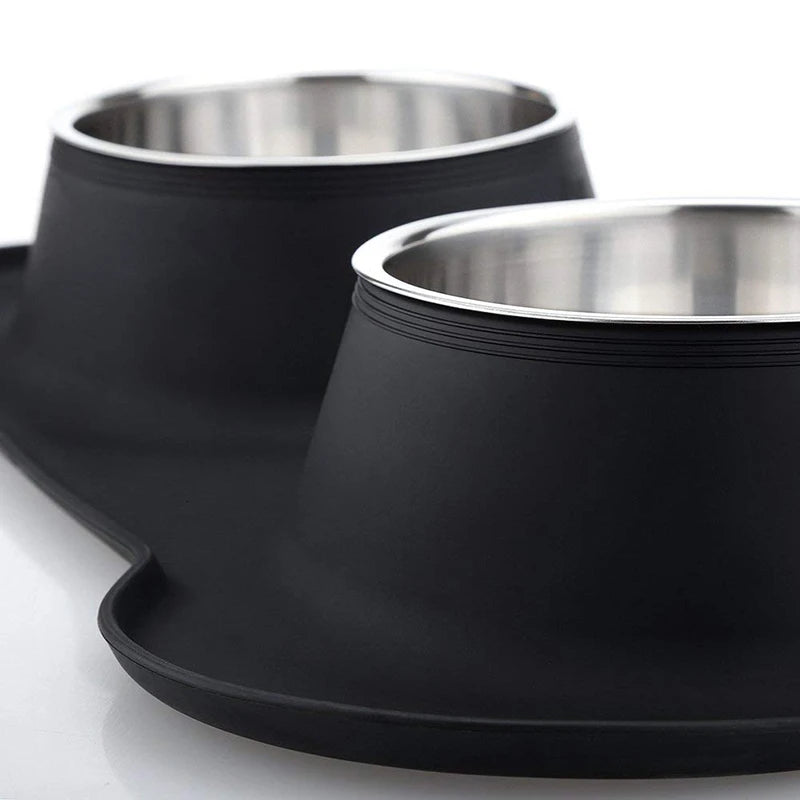 Benepaw Double Dog Bowl with Non-Slip Silicone Mat - Stainless Steel Pet Feeder