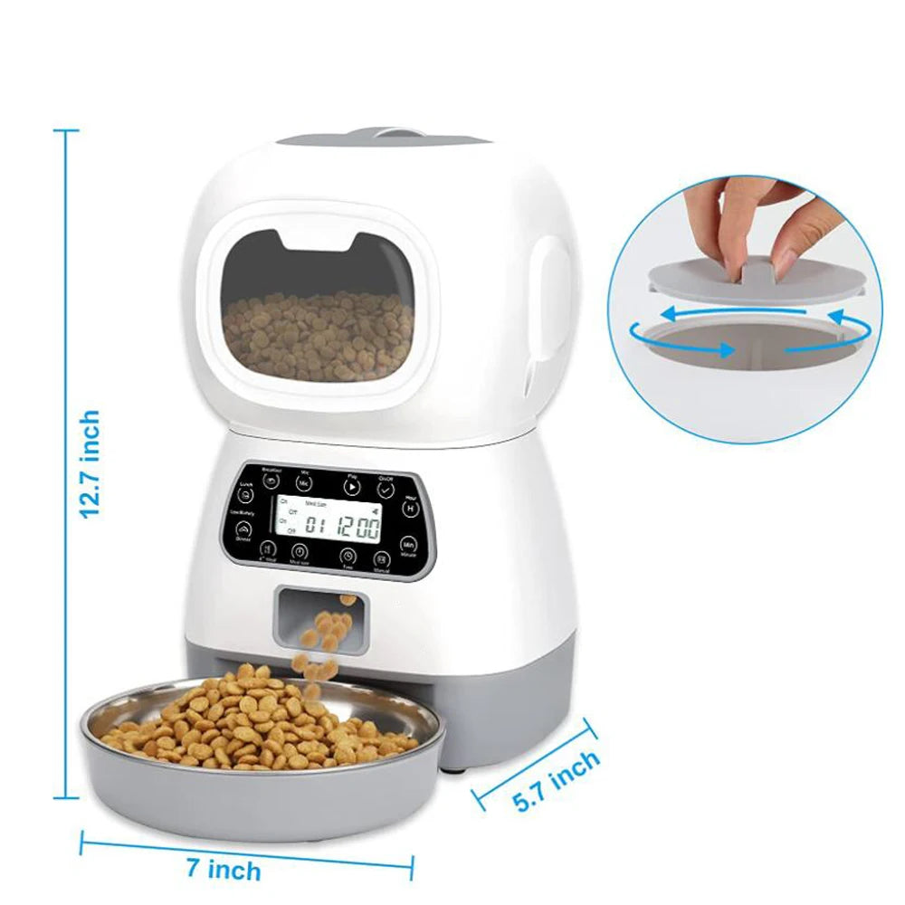 Automatic Pet Feeder with Timer - 3.5L Smart Food Dispenser