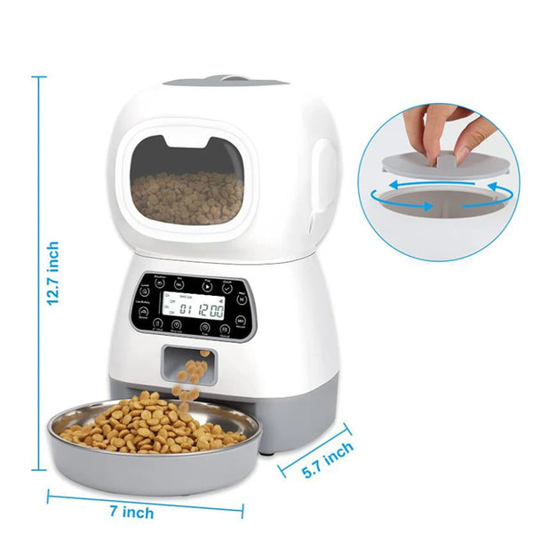 Automatic Pet Feeder with Timer - 3.5L Smart Food Dispenser