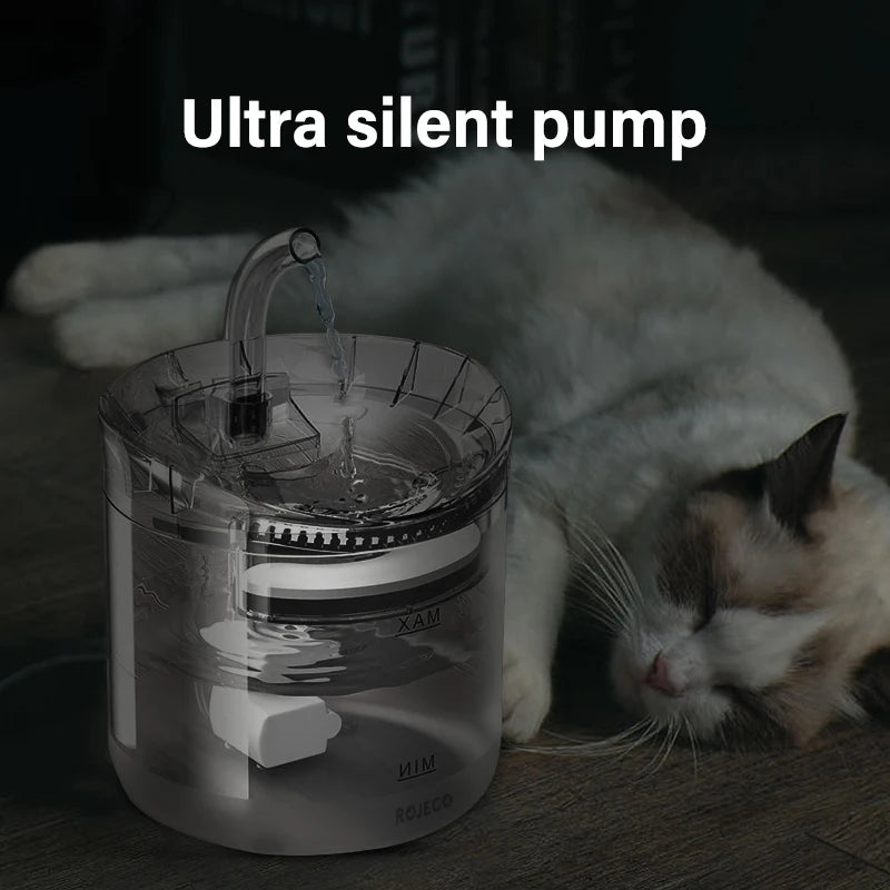ROJECO Automatic Cat Water Fountain - 1.8L Smart Pet Drinking Dispenser