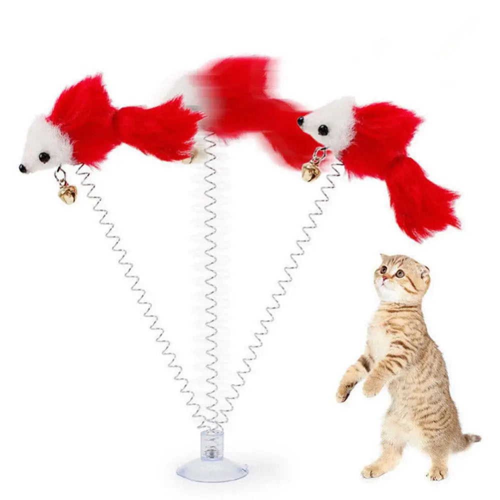 Interactive Cat Feather Toy with Suction Cup & Bell