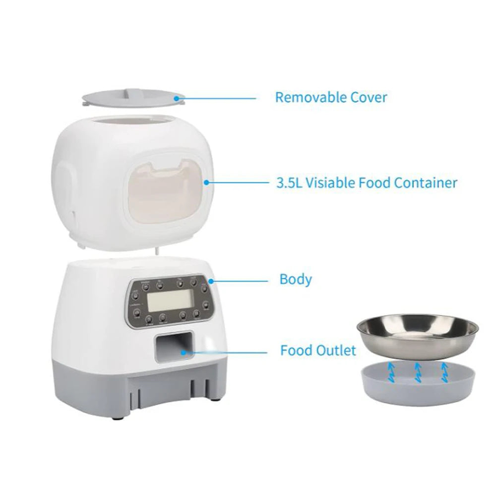 Automatic Pet Feeder with Timer - 3.5L Smart Food Dispenser