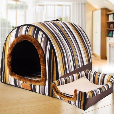 Warm Foldable Pet House - Comfortable Kennel Bed for Dogs & Cats