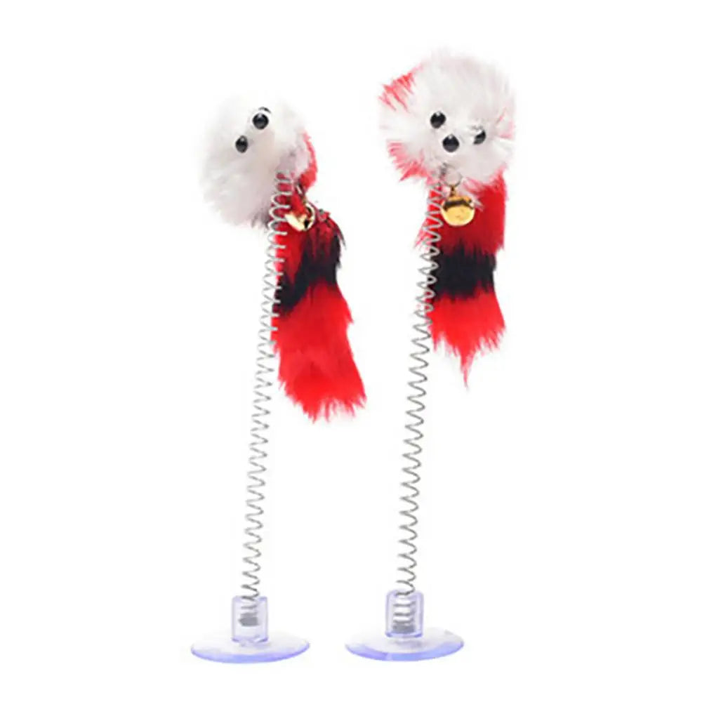 Interactive Cat Feather Toy with Suction Cup & Bell