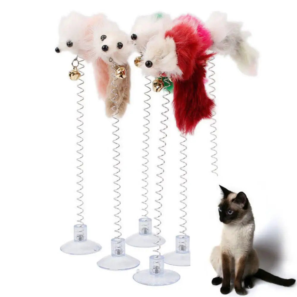 Interactive Cat Feather Toy with Suction Cup & Bell