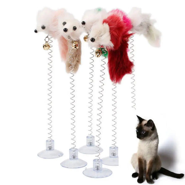 Interactive Cat Feather Toy with Suction Cup & Bell
