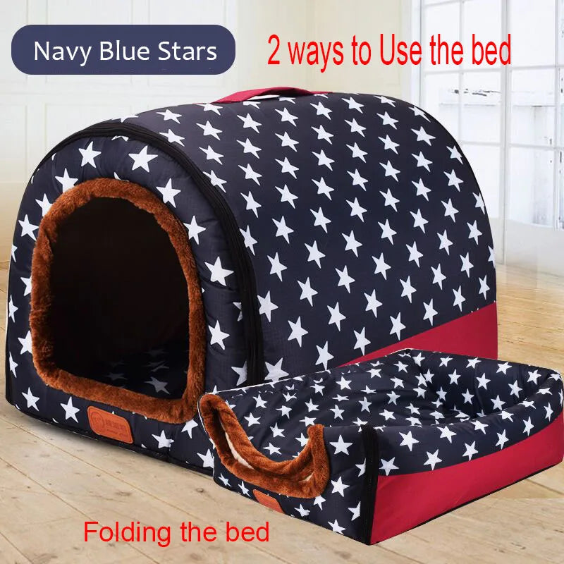 Warm Foldable Pet House - Comfortable Kennel Bed for Dogs & Cats
