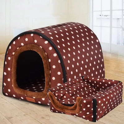 Warm Foldable Pet House - Comfortable Kennel Bed for Dogs & Cats