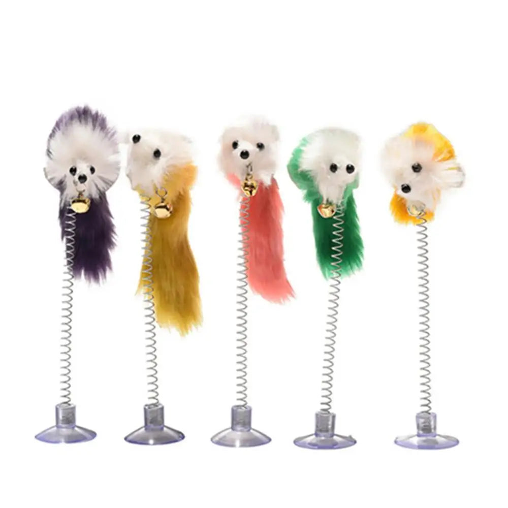 Interactive Cat Feather Toy with Suction Cup & Bell