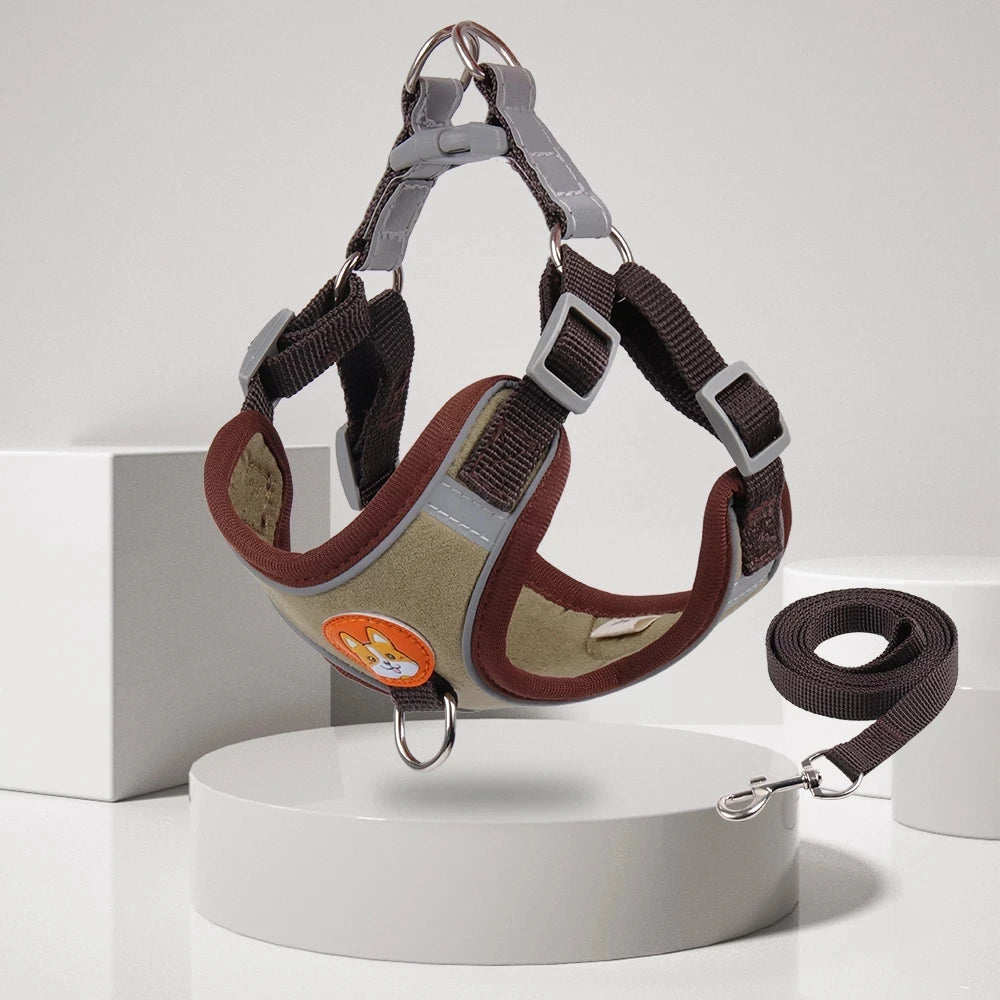 Adjustable Step-In Dog Harness with Reflective Safety Vest