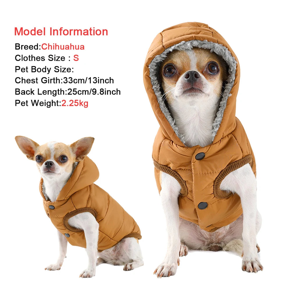 Waterproof Hooded Pet Jacket - Warm Fleece Coat for Small to Medium Dogs & Cats