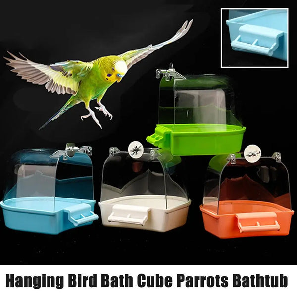 Hanging Bird Bath for Parrots - Waterproof Cage-Style External Bathtub