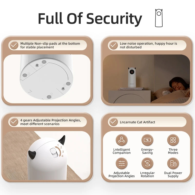 ROJECO Automatic Interactive Cat Laser Toy - Smart LED Pet Teaser