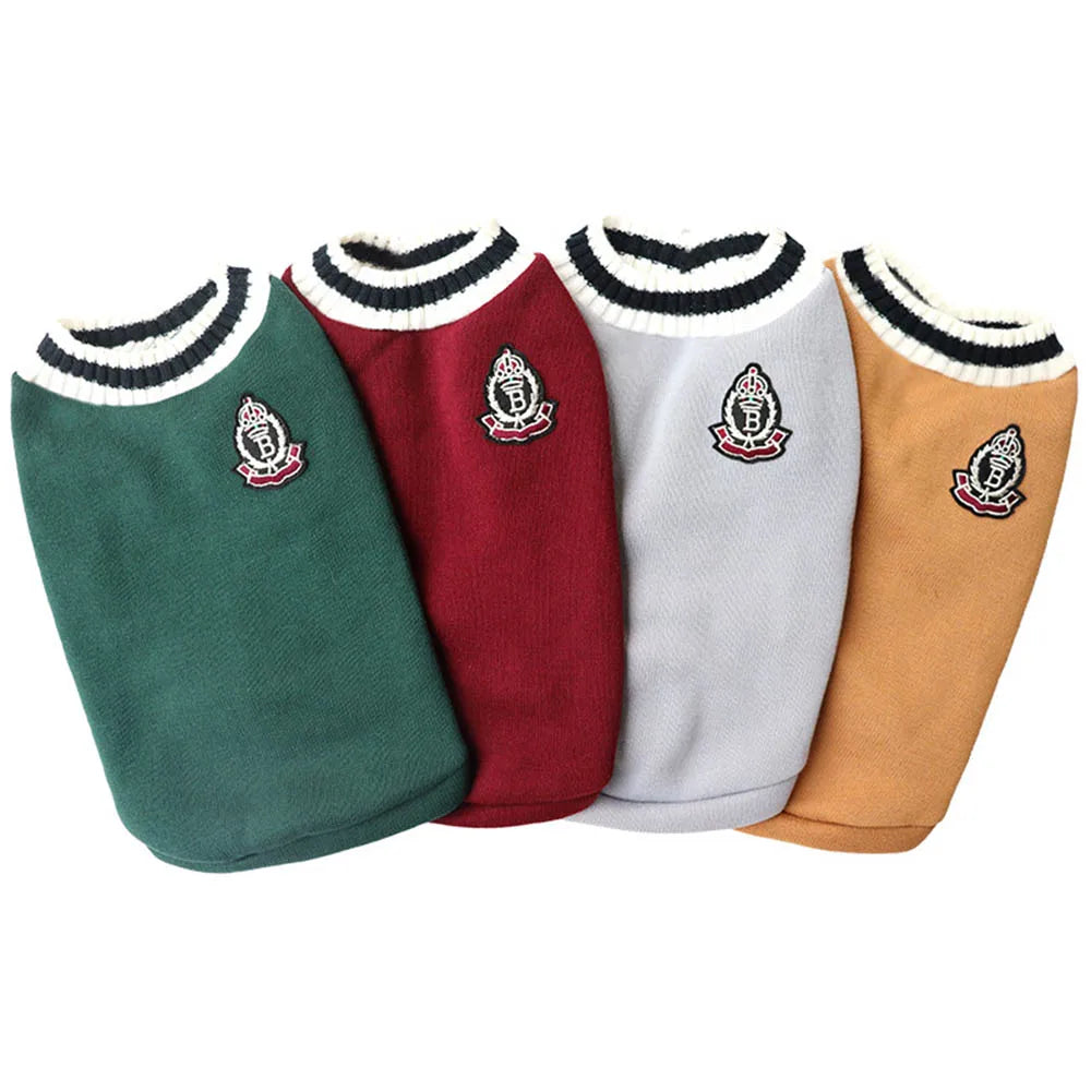Collegiate Style Pet Vest - Winter Warm Cat & Dog Sweater Jacket