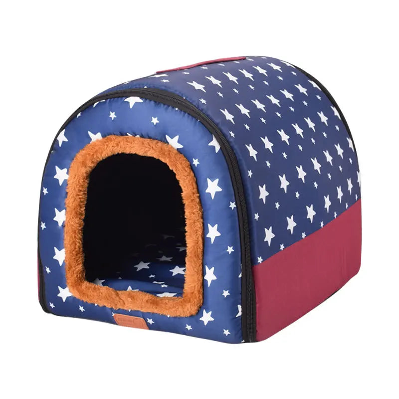 Warm Foldable Pet House - Comfortable Kennel Bed for Dogs & Cats