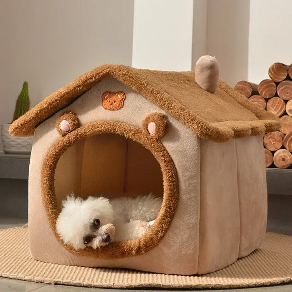 Foldable Pet Bed - Warm Winter House for Small to Medium Dogs & Cats