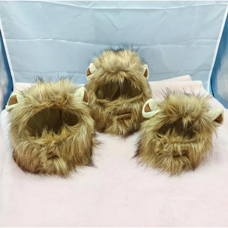 Cat Lion Mane Costume - Adjustable Pet Headgear for Cats and Dogs