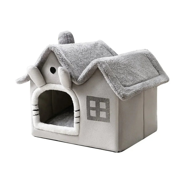 Cozy Pet Cave Bed - Foldable Winter Warm House for Cats & Small Dogs