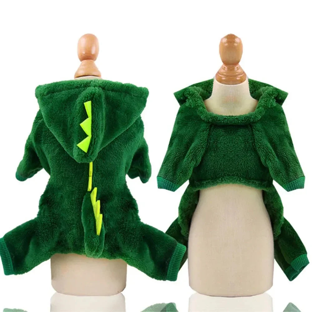 Dinosaur Pet Costume - Warm Fleece Hoodie for Cats & Small Dogs