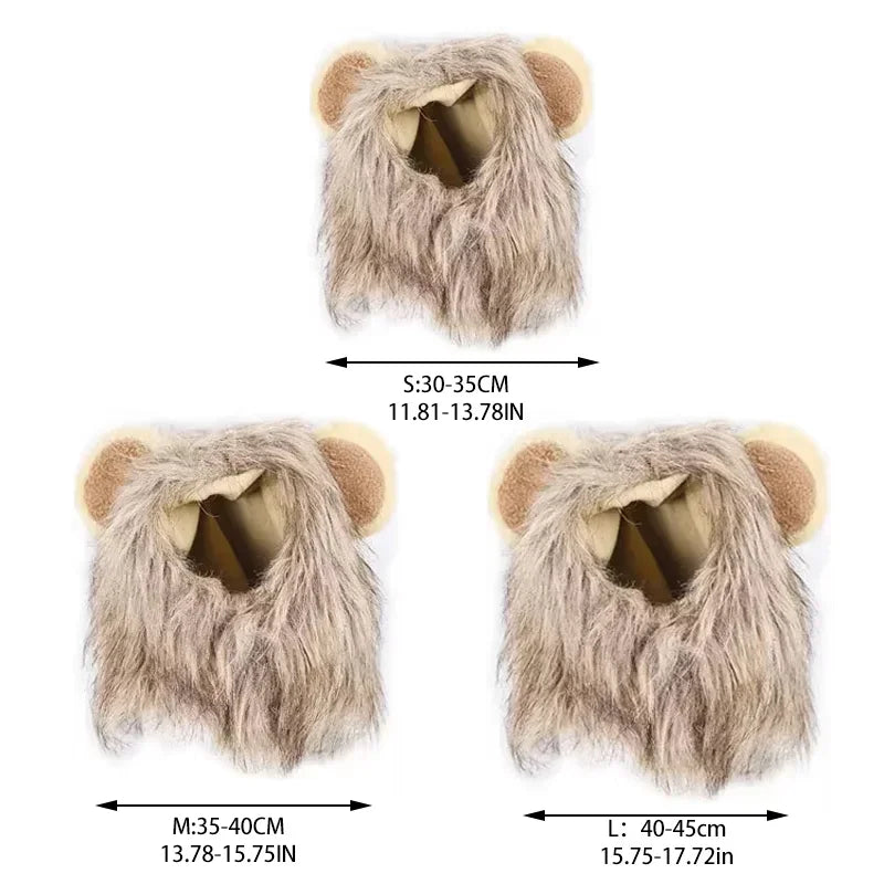 Cat Lion Mane Costume - Adjustable Pet Headgear for Cats and Dogs