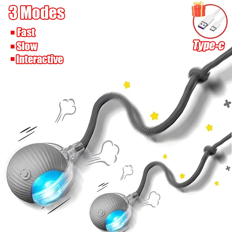 Interactive Cat Ball Toy - Automatic Rolling with Faux Tail