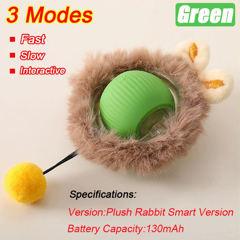 Interactive Cat Ball Toy - Automatic Rolling with Faux Tail