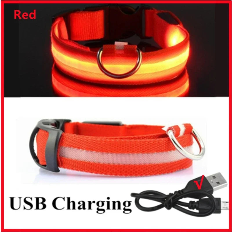 LED USB Rechargeable Dog Collar - 3 Light Modes Safety Collar