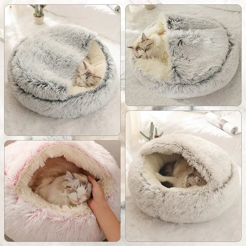 Premium Round Plush Pet Bed with Removable Cover