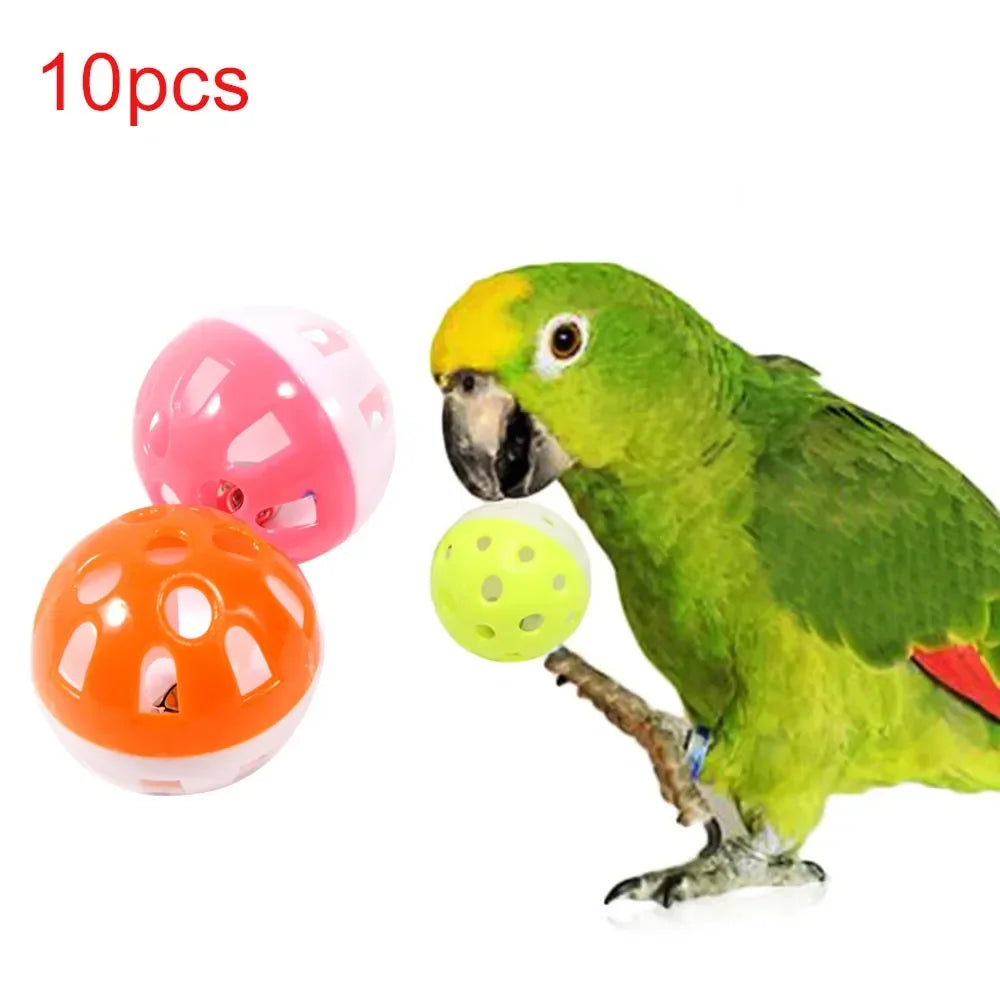 Colorful Parrot Bell Ball Toys - 10 Pack