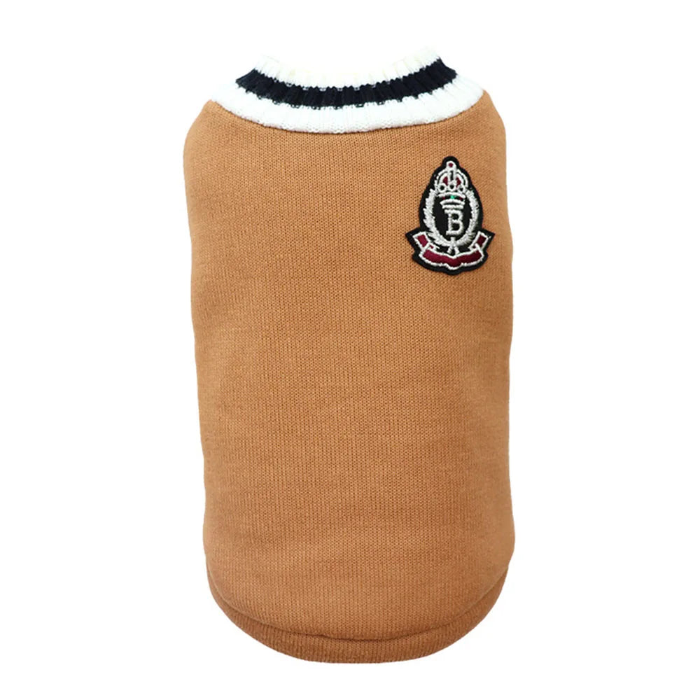 Collegiate Style Pet Vest - Winter Warm Cat & Dog Sweater Jacket