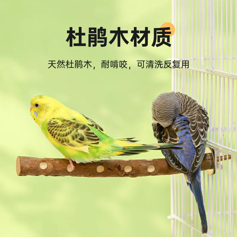 Natural Wood Bird Perch Stand - Paw Grinding Branch for Parakeets, Budgies & Cockatiels