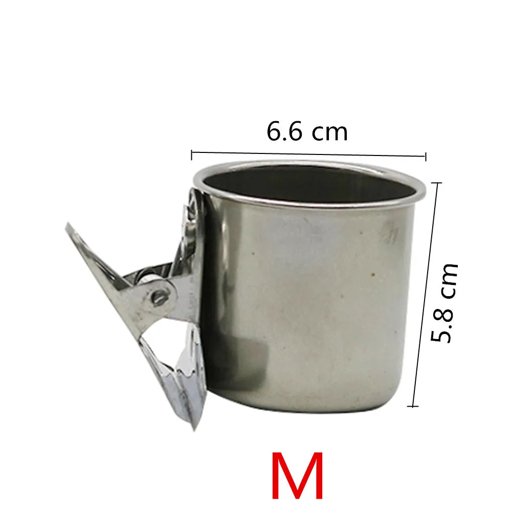 Stainless Steel Bird Feeder with Clip - Single & Double Cup Options