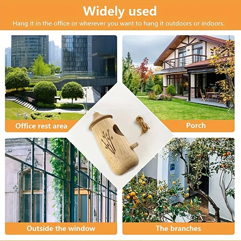 Wooden Hanging Hummingbird House - Outdoor Bird Nest Chalet