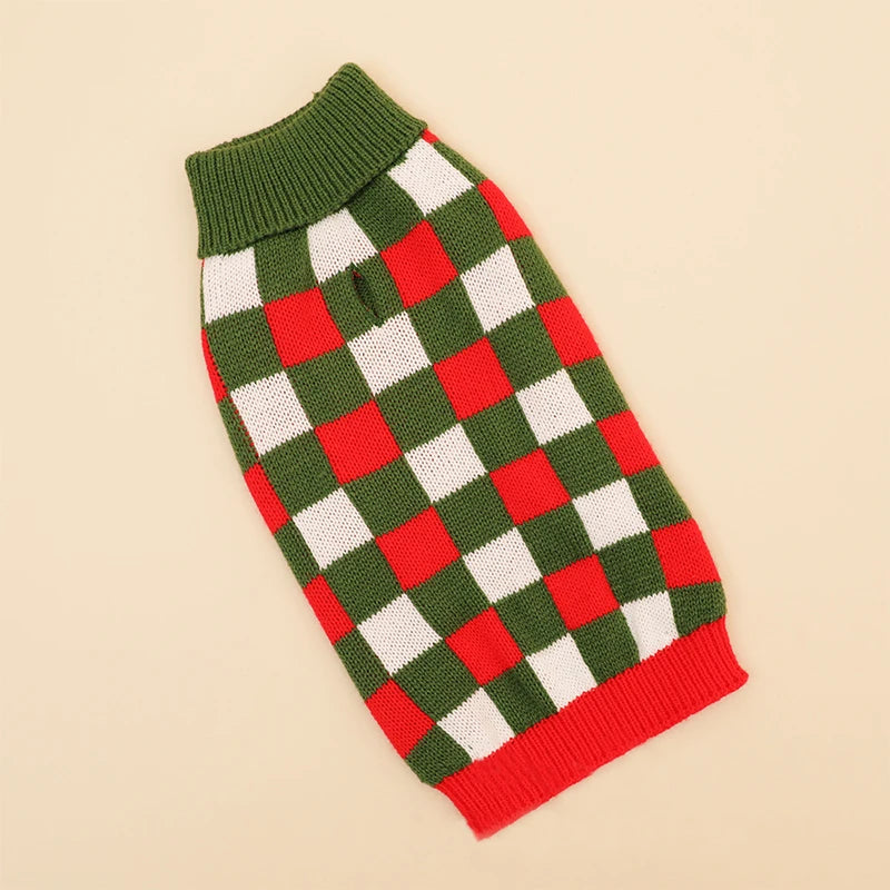 Christmas Dog Sweater - Knitted Turtleneck Pullover for Small Dogs
