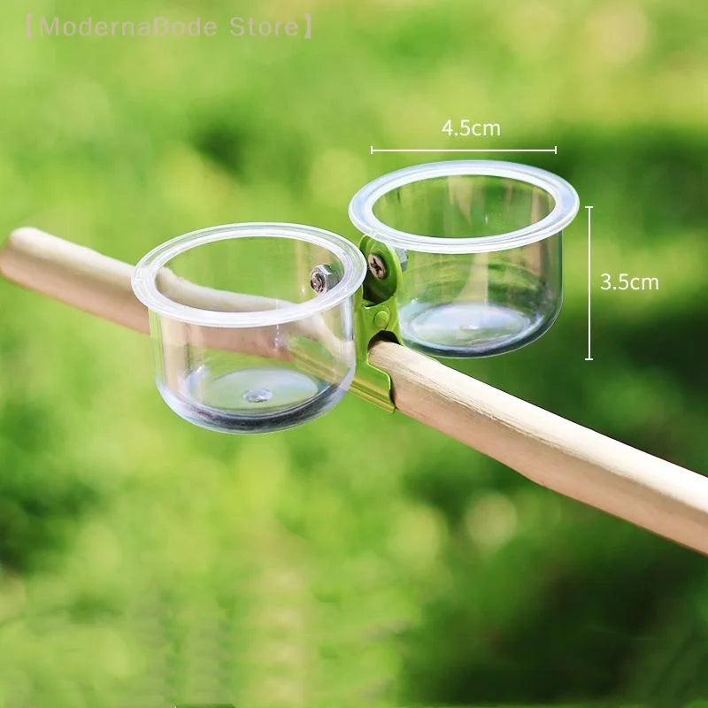 Clip-On Parrot Food & Water Bowl - Bird Cage Feeder with Bracket for Small Pets