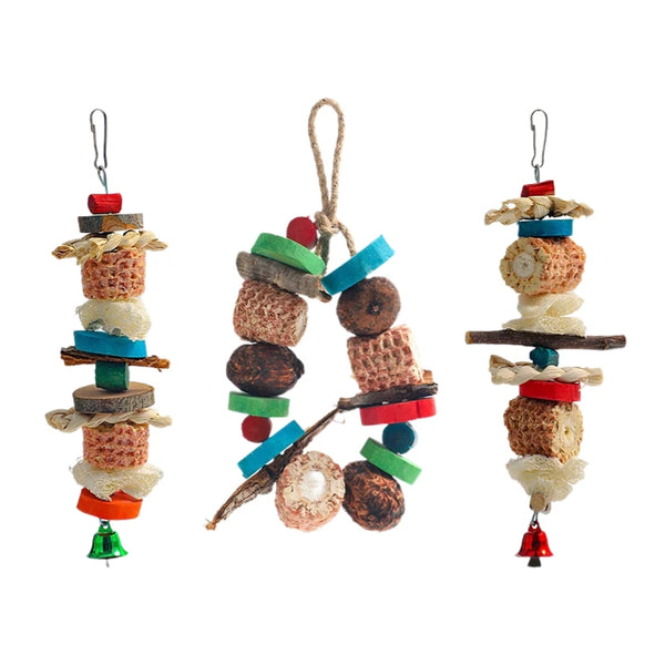 Natural Bird Parrot Chewing Toy - Corn Cob & Wood Combination