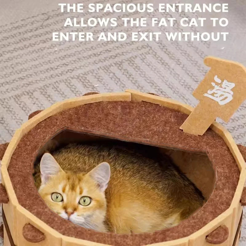 Premium Felt Cat Bed - Semi-Enclosed Design with Scratch Surface