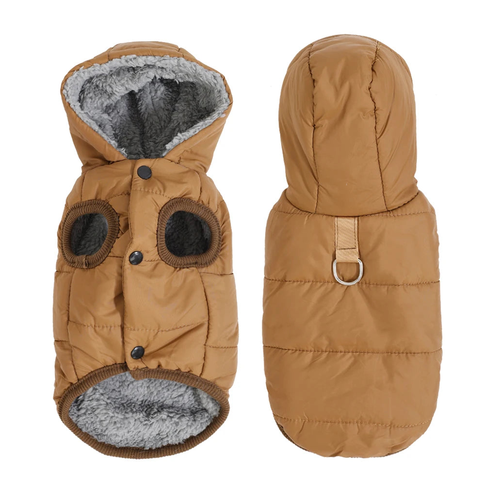 Waterproof Hooded Pet Jacket - Warm Fleece Coat for Small to Medium Dogs & Cats