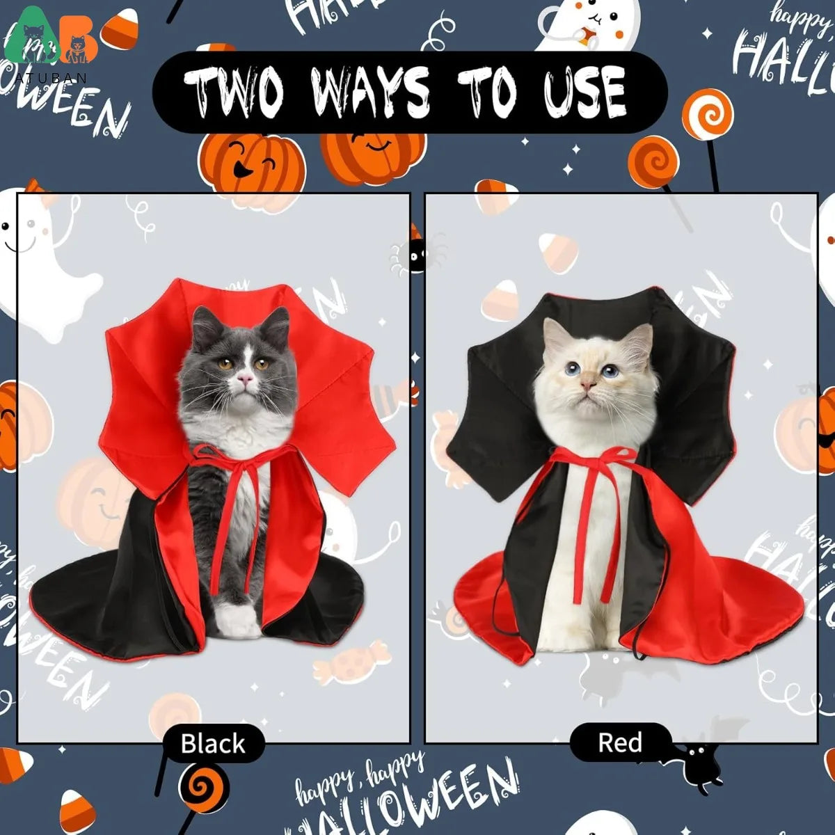 Pet Vampire Cape Costume for Cats and Small Dogs