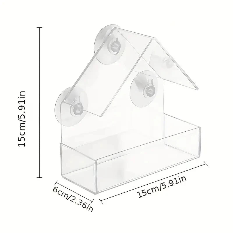 Clear Acrylic Window Bird Feeder with Suction Cups - Outdoor Wildlife Viewing