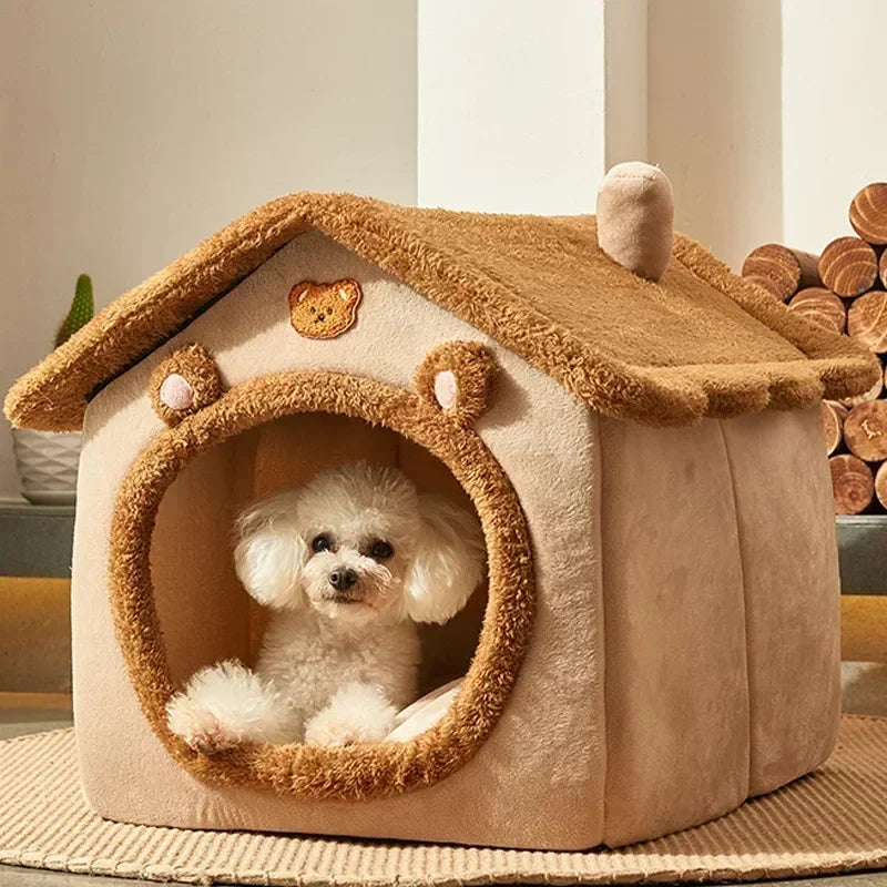 Foldable Pet Bed - Warm Winter House for Small to Medium Dogs & Cats